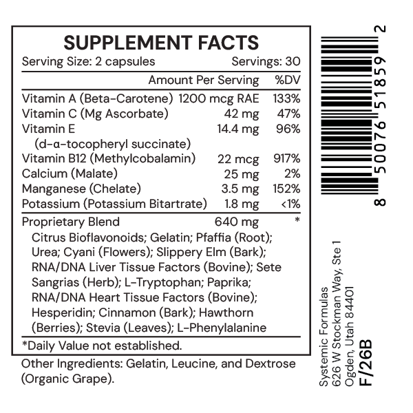 KYRO by Systemic Formulas — Supplement Facts