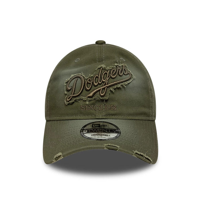 Pictured is this MLB Distressed Denim LA Dodgers 9TWENTY cap in green. 2