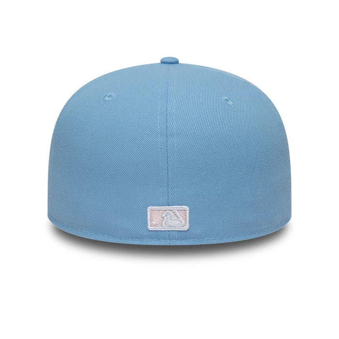 Pictured is this MLB Floral Outline LA Dodgers 59FIFTY Fitted cap in pastel blue. 7