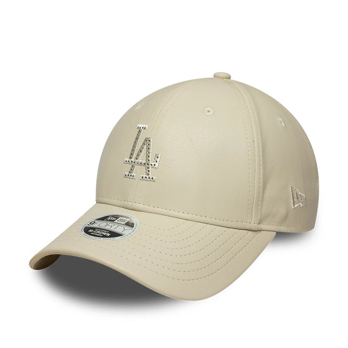 Pictured is this Womens MLB Diamante PU LA Dodgers 9FORTY M-Crown cap in cream. 1