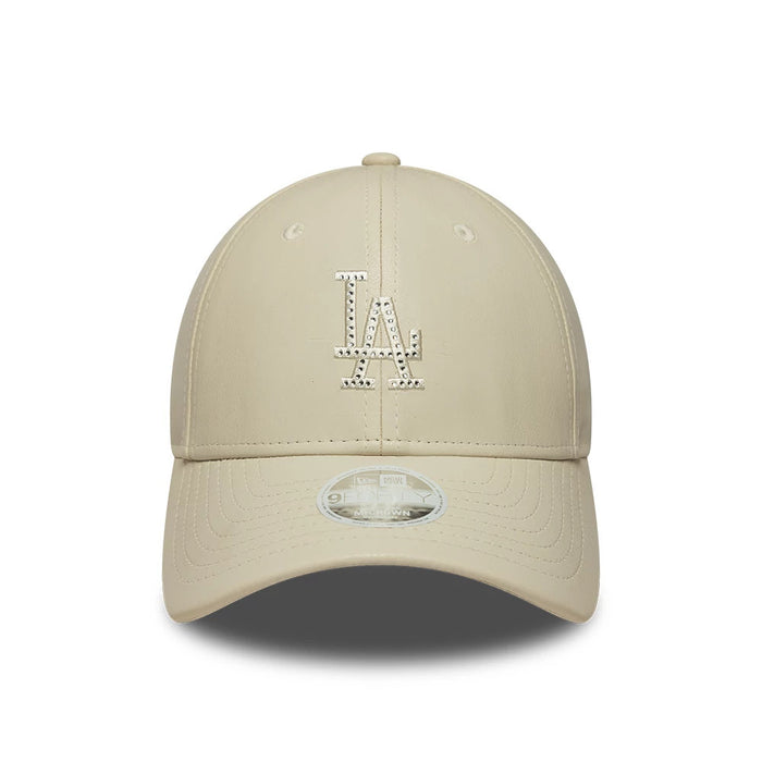 Pictured is this Womens MLB Diamante PU LA Dodgers 9FORTY M-Crown cap in cream. 2