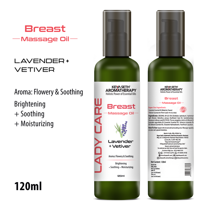Lady Care Breast Massage Oil – Soothing, Moisturizing, Brightening, Lavender & Vetiver - Keya Seth Aromatherapy