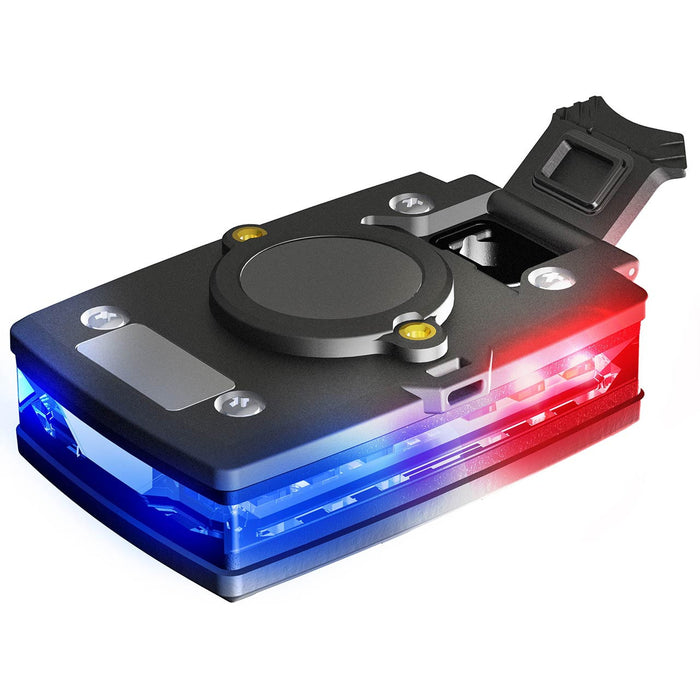 Law Enforcement Red/Blue Wearable Safety Police Light, Bottom, lights on view.