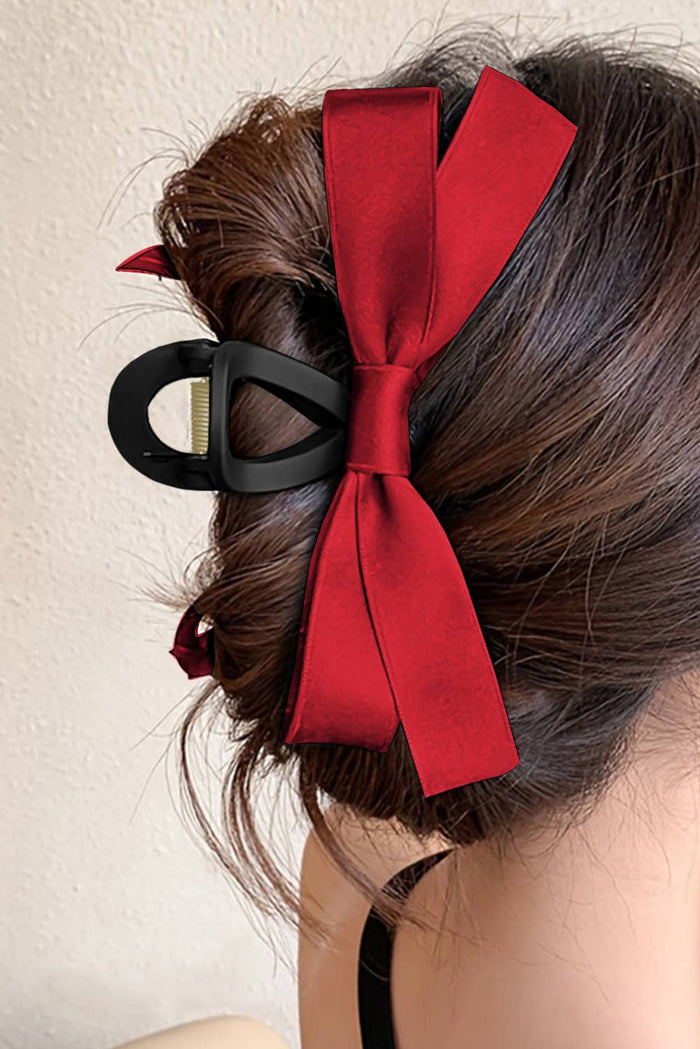 Large LDC Bow Decor Hair Claw Clip by Little Daisy Closet, showcasing a stylish hair accessory with bow embellishment on a hair clip.
