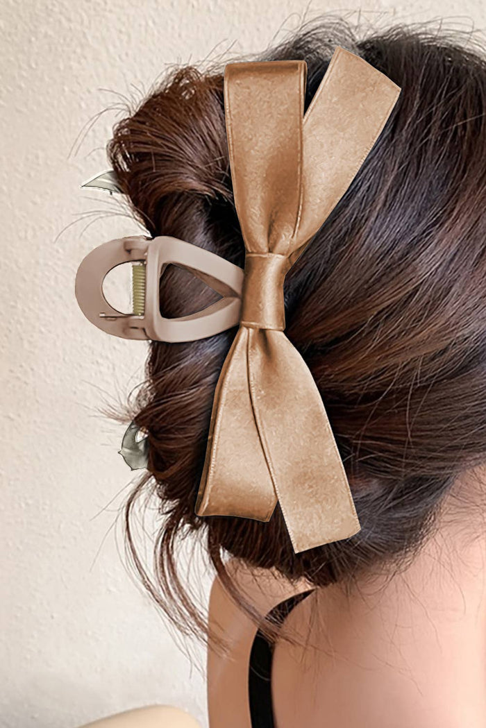 Large LDC Bow Decor Hair Claw Clip by Little Daisy Closet, featuring a stylish bow design for secure hair styling.