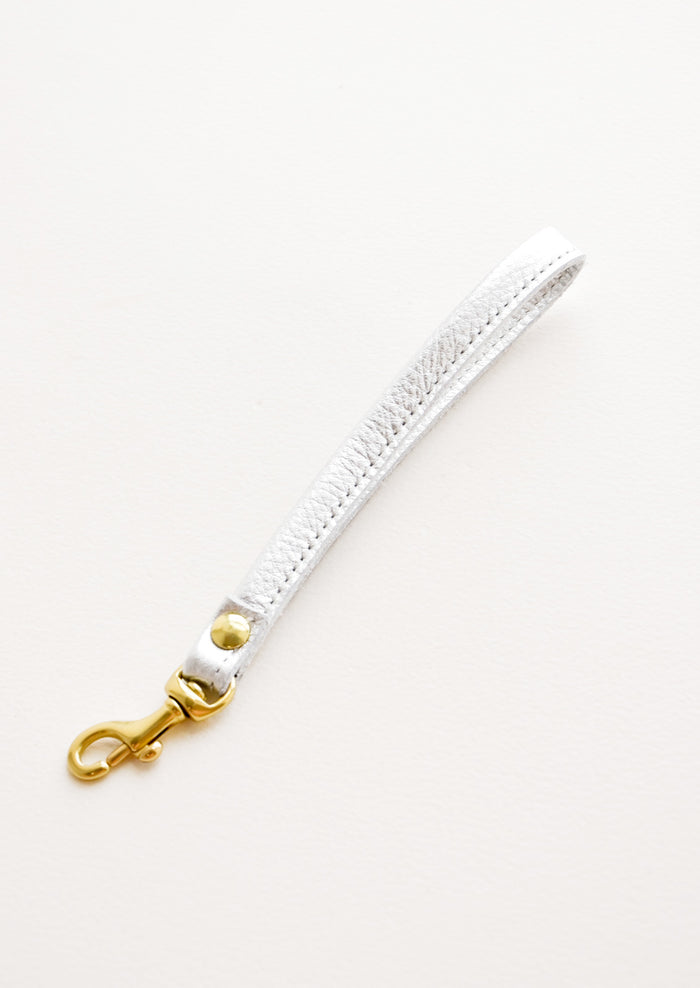 Leather Loop Keychain in Metallic Silver - LEIF