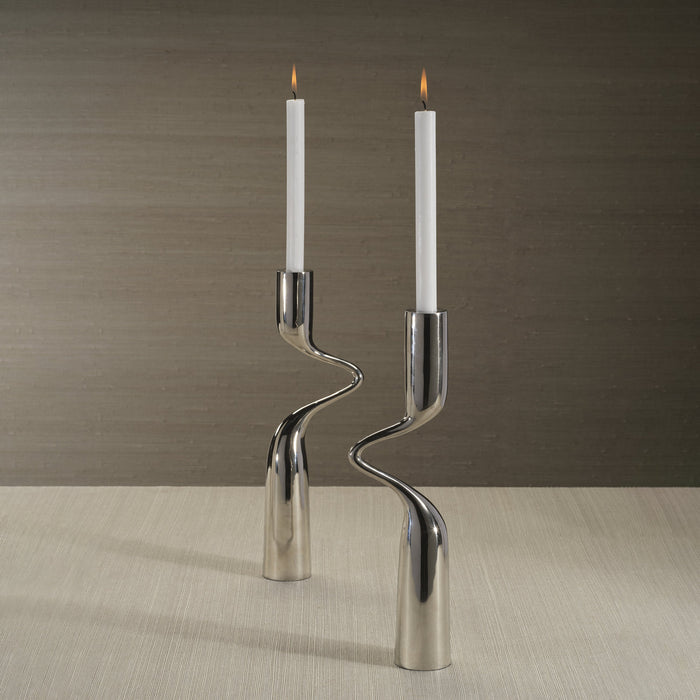 Liaison Candle Holder - Polished Nickel - Candle Holders by Carlyle Avenue