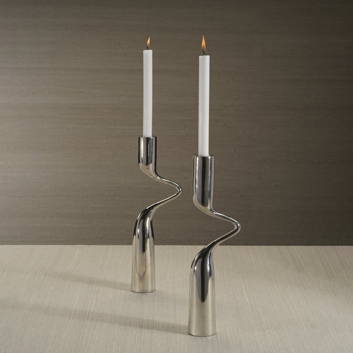 Liaison Candle Holder - Polished Nickel - Candle Holders by Carlyle Avenue