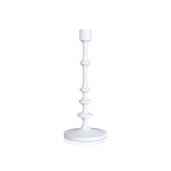 Lilou Matt White Metal Taper Holder - Candle Holders by Carlyle Avenue