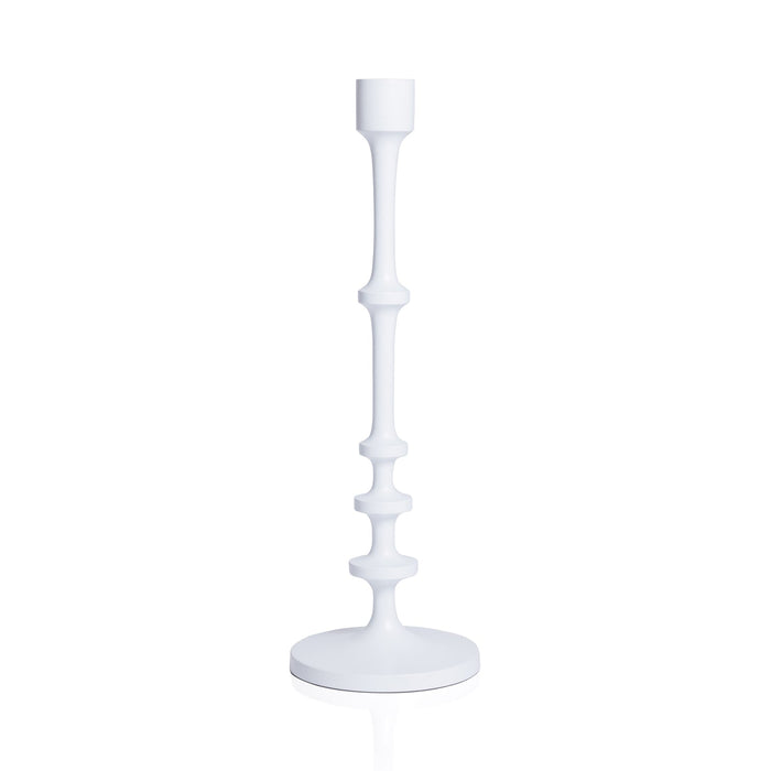 Lilou Matt White Metal Taper Holder - Candle Holders by Carlyle Avenue