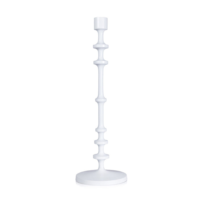 Lilou Matt White Metal Taper Holder - Candle Holders by Carlyle Avenue