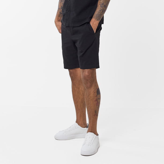 Men's  Black Linen Short  Closure London  Front View