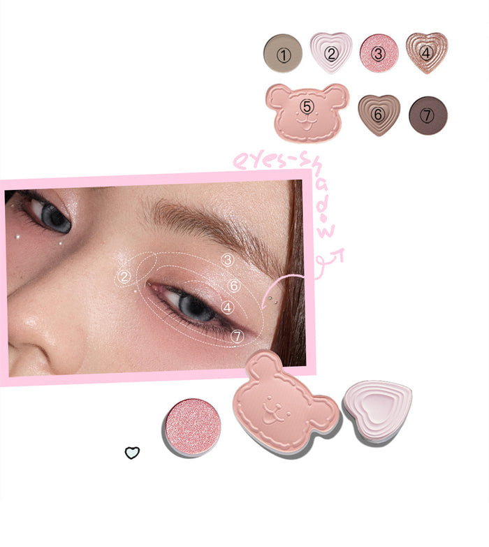 LITTLE ONDINE Puppy Hug Series 7-Color Eyeshadow Palette T4158