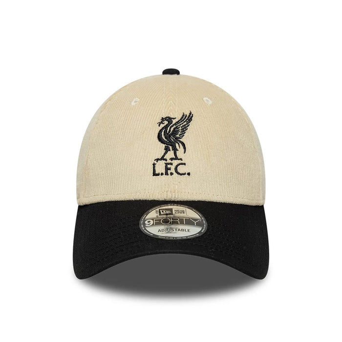 Pictured is this Liverpool FC Cord 9FORTY cap in cream & black. 2