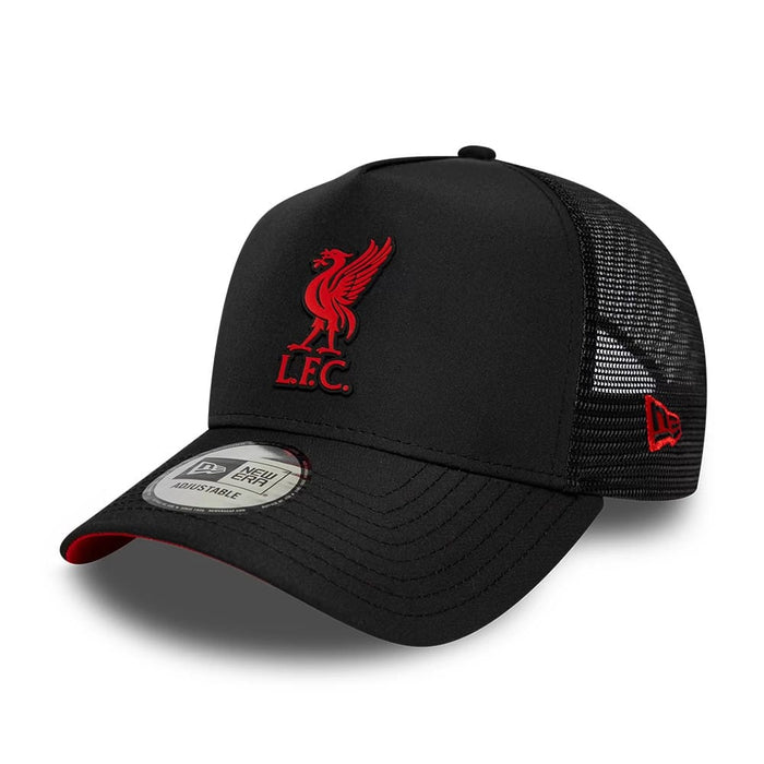 Pictured is this Liverpool FC Gradient 9FORTY A-Frame Trucker cap in black. 1