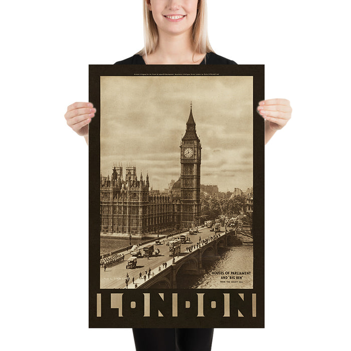 London Travel Poster: Houses of Parliament and Big Ben by Dixon Scott