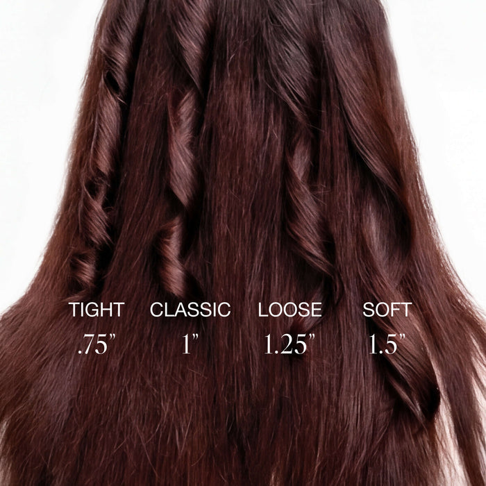 Hair braid styles labeled as Tight, Classic, Loose, and Soft with corresponding width measurements.