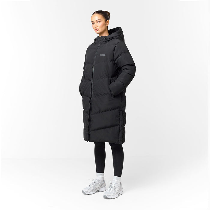 Longline Split Hem Puffer | Black