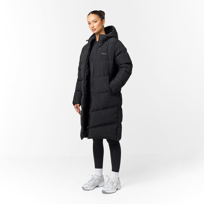 Longline Split Hem Puffer | Black