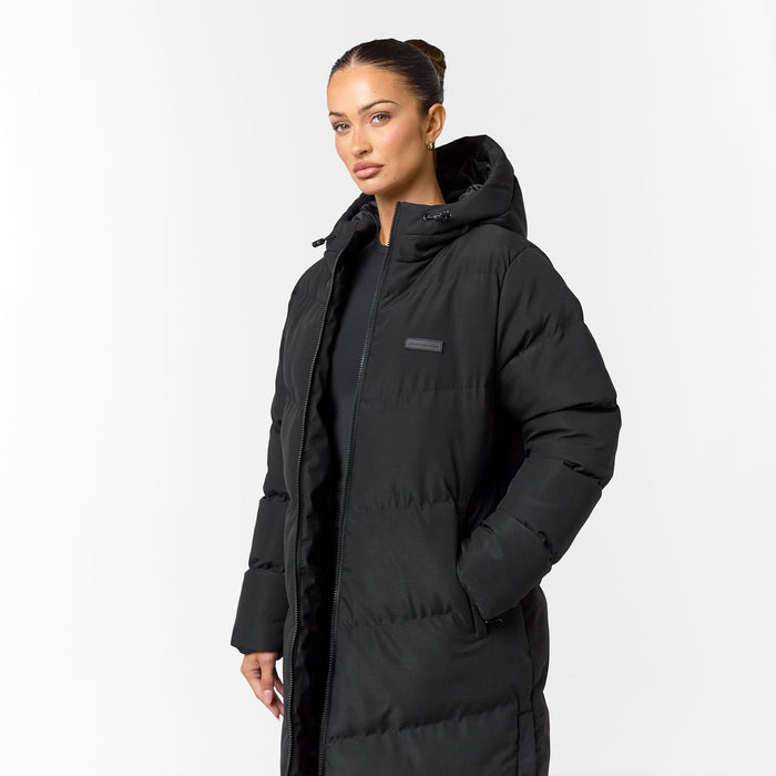 Longline Split Hem Puffer | Black