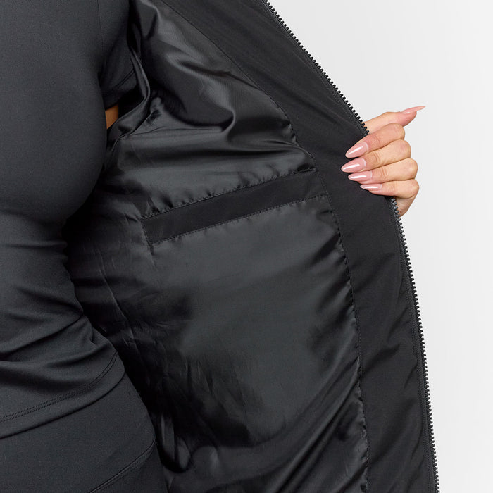 Longline Split Hem Puffer | Black