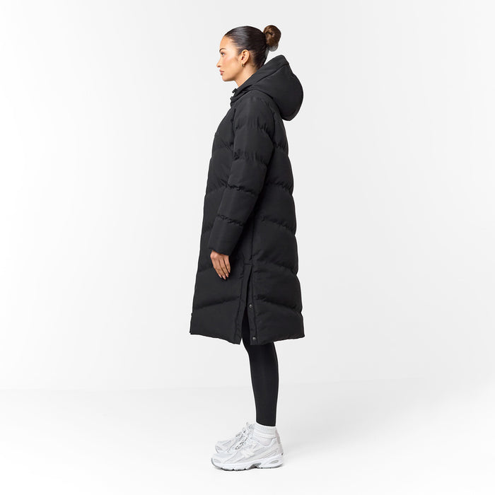 Longline Split Hem Puffer | Black