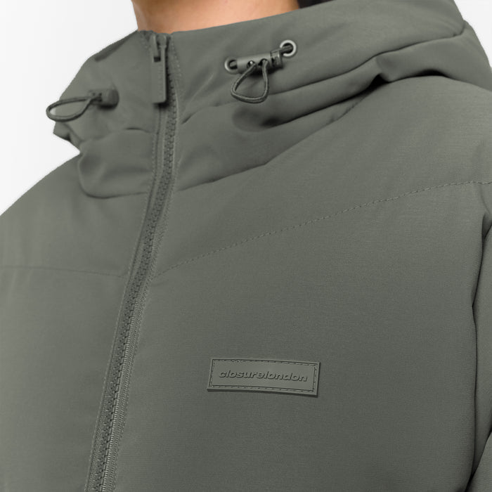 Longline Split Hem Puffer | Olive
