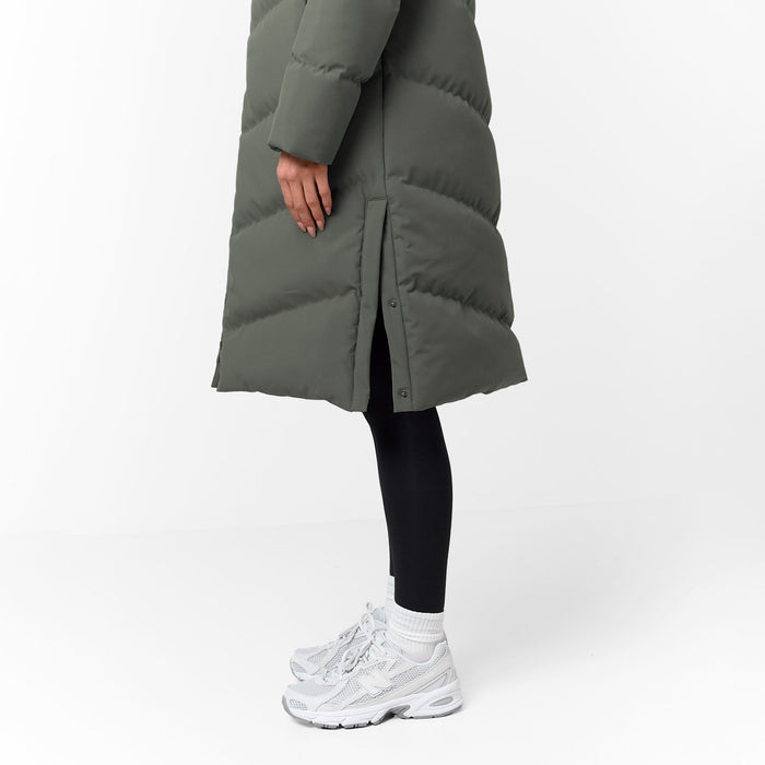 Longline Split Hem Puffer | Olive