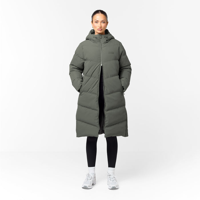 Longline Split Hem Puffer | Olive
