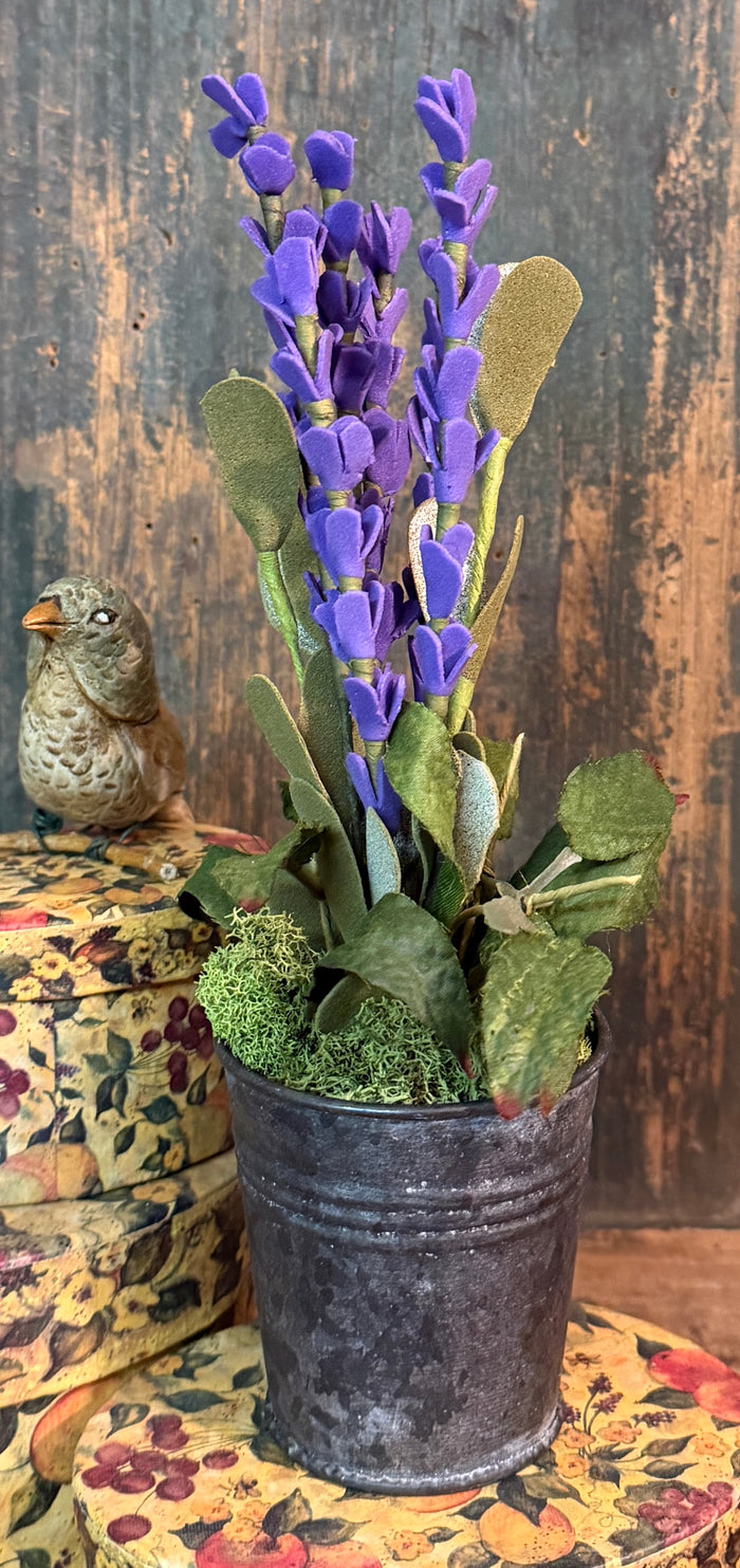 LV-MF-L Potted Real Touch Lavender in Tin Pot