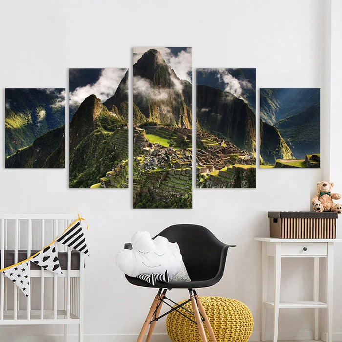 Machu Picchu Peru Mountain City Wall Art Frame Canvas Printing Decor - BlueArtDecor