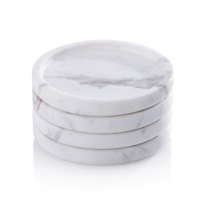 Marble Coaster - Set of 4 - Volakas White - Barware by Carlyle Avenue