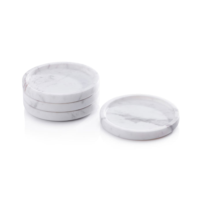 Marble Coaster - Set of 4 - Volakas White - Barware by Carlyle Avenue