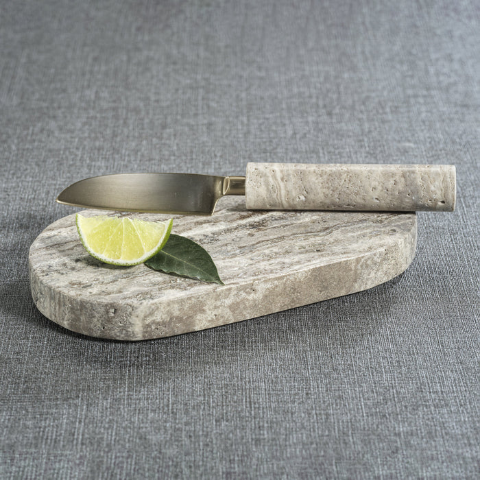 Marble Cutting Board with Cutting Knife - Travertine - Kitchenware by Carlyle Avenue