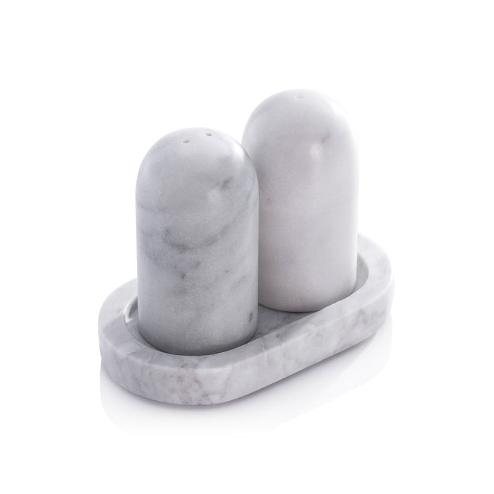 Marble Salt and Pepper Shakers on Tray - White - Kitchenware by Carlyle Avenue