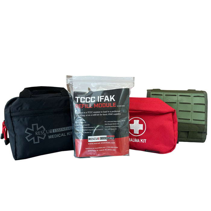 TCCC IFAK Refill Module with a variety of bags
