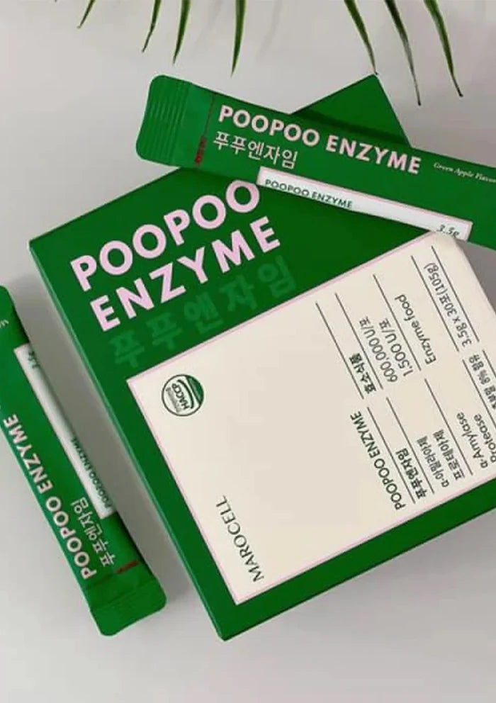 POOPOO ENZYME packaging on a light background