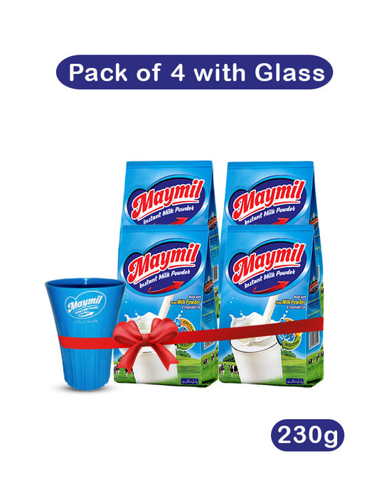 Maymil Milk Powder 230gm 4 Pcs Bundle with Free Glass