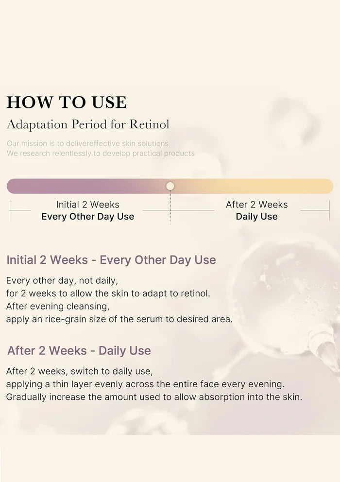 Instructions for using retinol with a gradient background