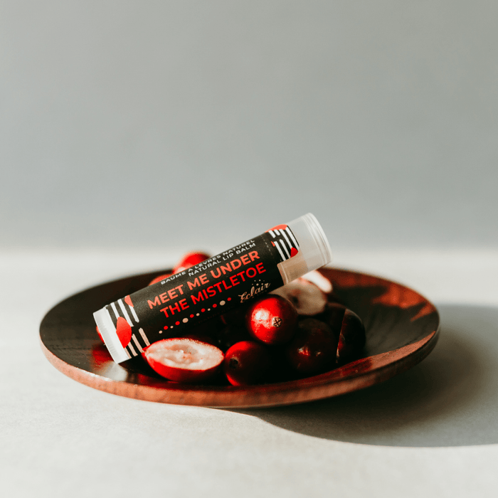 Meet Me Under the Mistletoe lip balm with cranberries