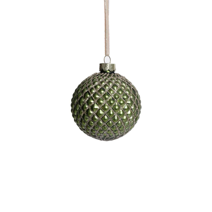 Metallic Glass Ball Ornament - Matte Green - Ornaments by Carlyle Avenue