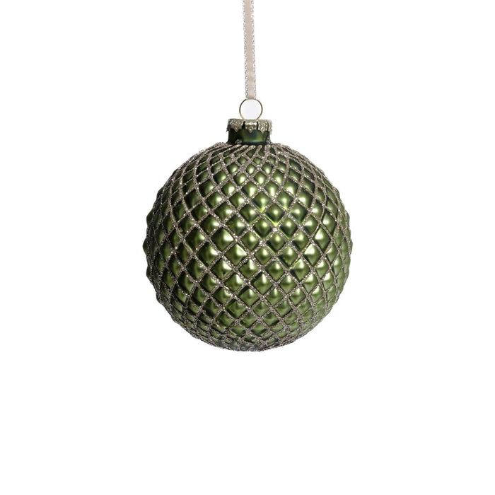 Metallic Glass Ball Ornament - Matte Green - Ornaments by Carlyle Avenue