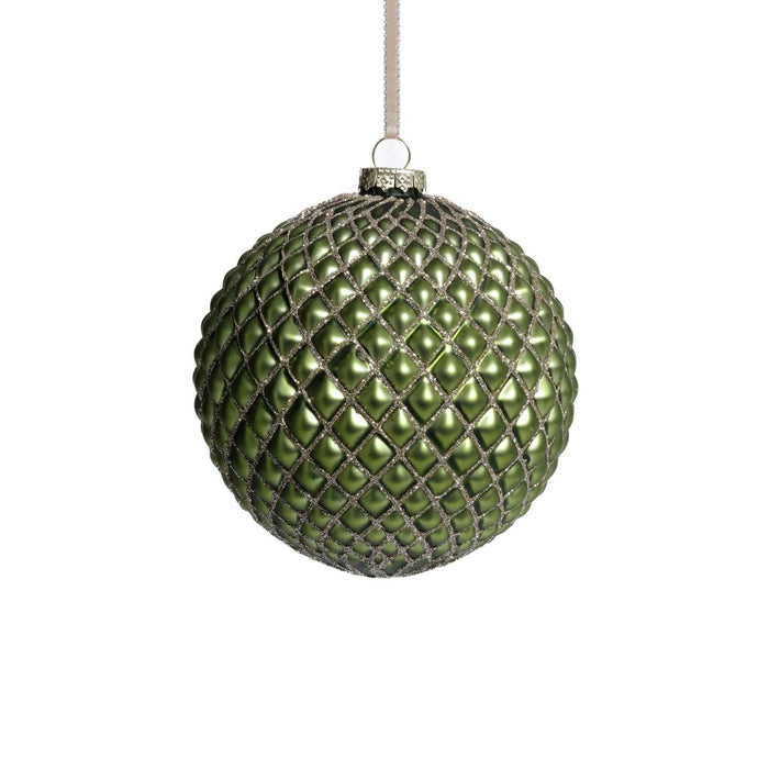 Metallic Glass Ball Ornament - Matte Green - Ornaments by Carlyle Avenue