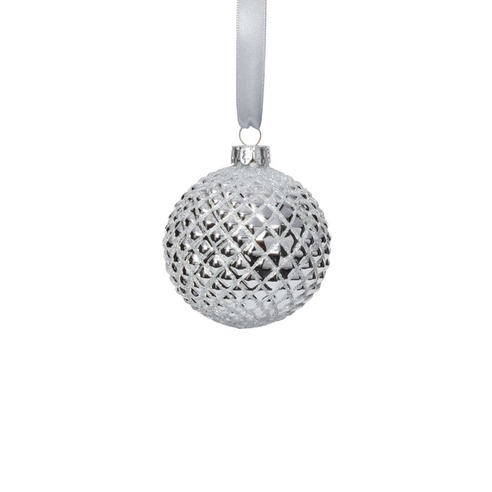 Metallic Glass Ball Ornament - Shiny Silver