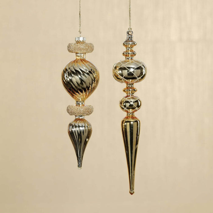Metallic Gold Finial Ornament - Set of 4