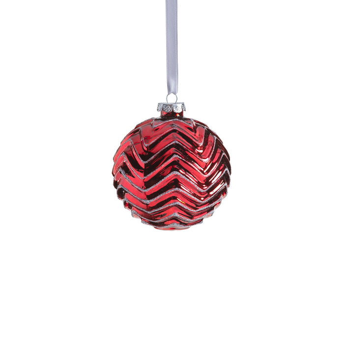 Metallic Spark Zigzag Ornament - Red - Ornaments by Carlyle Avenue