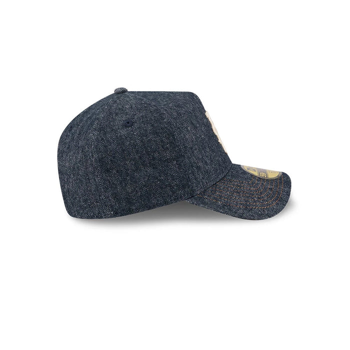 Pictured is this MLB Quickstrike Herringbone Denim New York Mets 59FORTY A-Frame Fitted cap in navy. 6