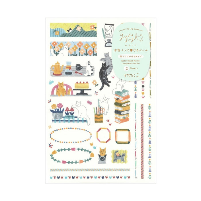 Midori Yuru Log Stickers - Cats