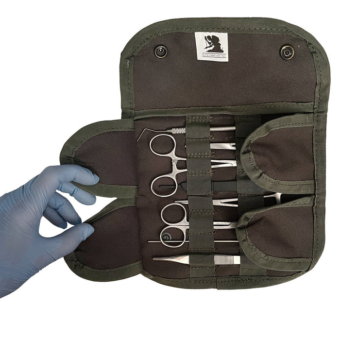 Military Surgical Kit, Open view with hand