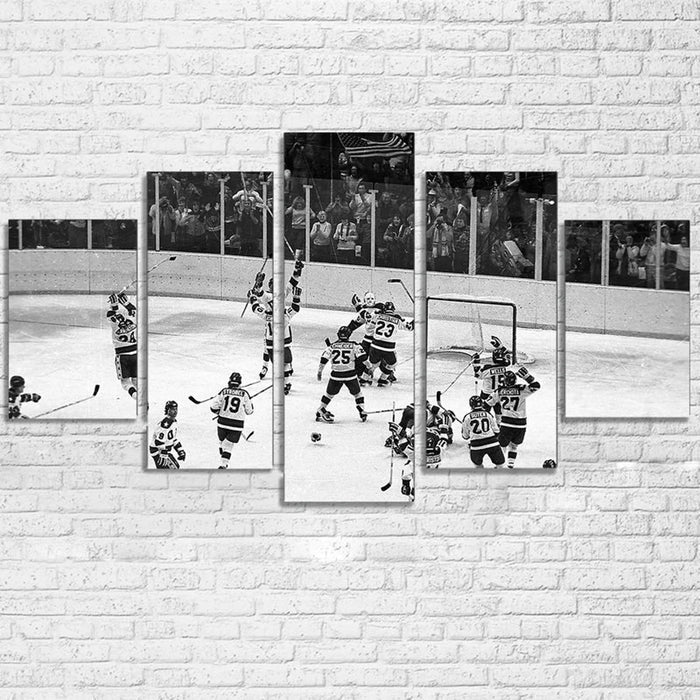 Miracle on Ice 1980 Hockey Black and White Wall Art Frame Canvas Printing Decor - BlueArtDecor